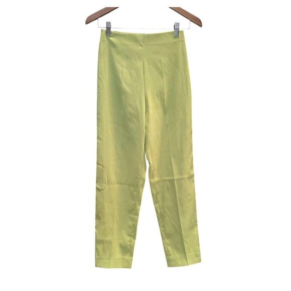 Lauren Vidal Paris Pants Womens Lime Green Cropped Stretch High Rise Trousers U - Picture 1 of 5